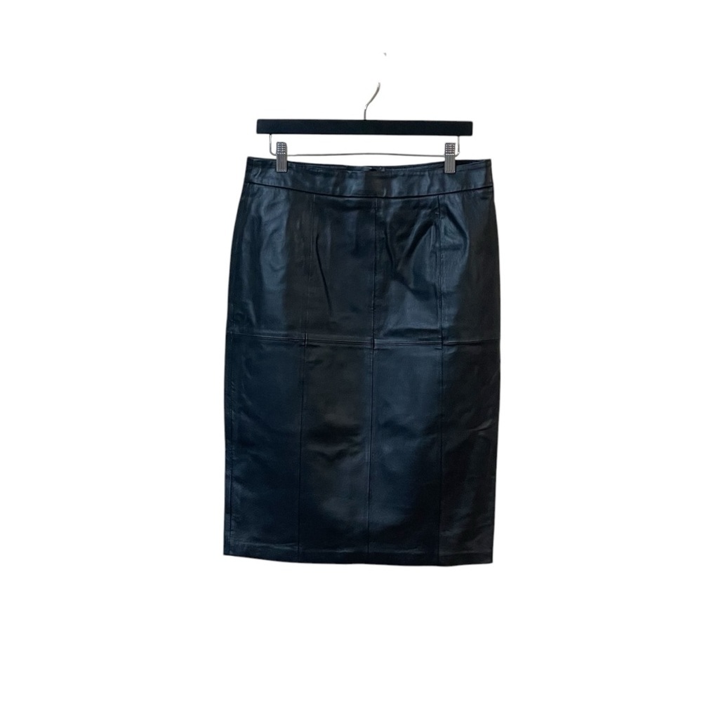 Hal Rubenstein DONNA 100% Leather Pencil‎ Skirt in Black